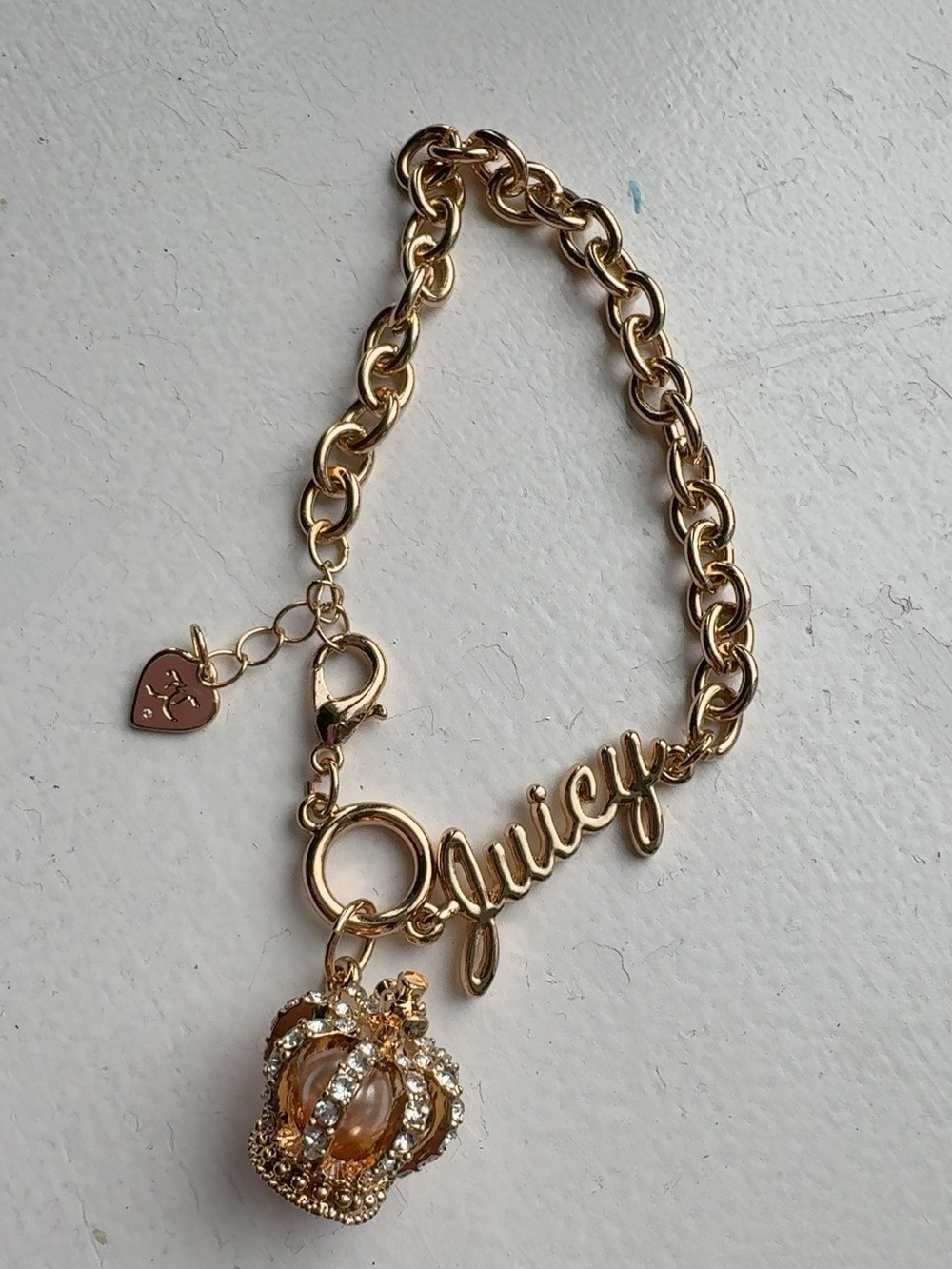 Vintage Juicy Couture Gold Crown Charm Bracelet Y2K